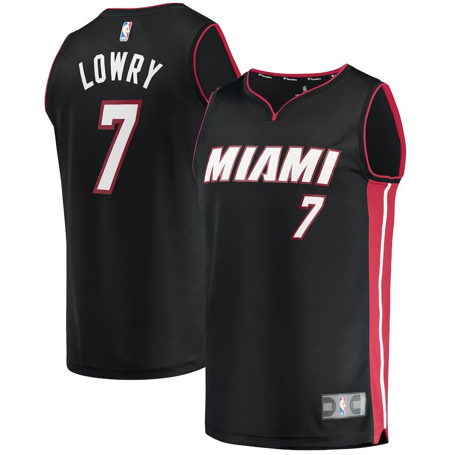 Men Miami Heat #7 Kyle Lowry Fanatics Branded Black 2022-23 Fast Break Replica NBA Jersey